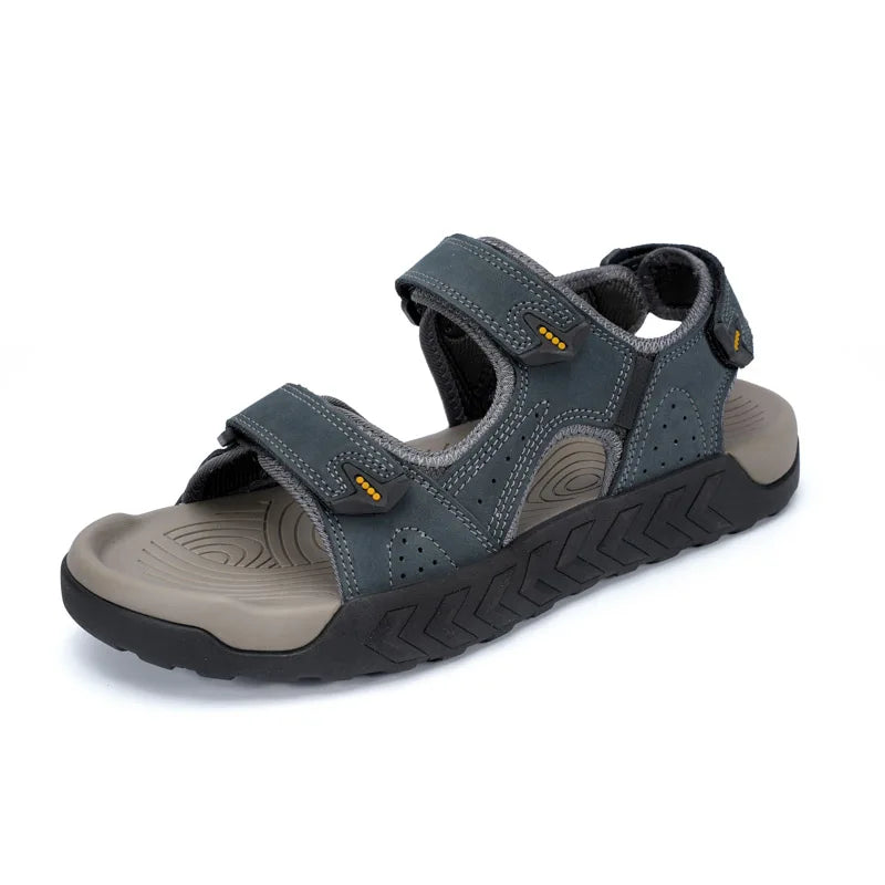 Herren Outdoor-Sandalen aus echtem Leder, atmungsaktiv, rutschfest zum Gehen