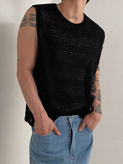 Damen Strickweste In Offener Mesh Optik