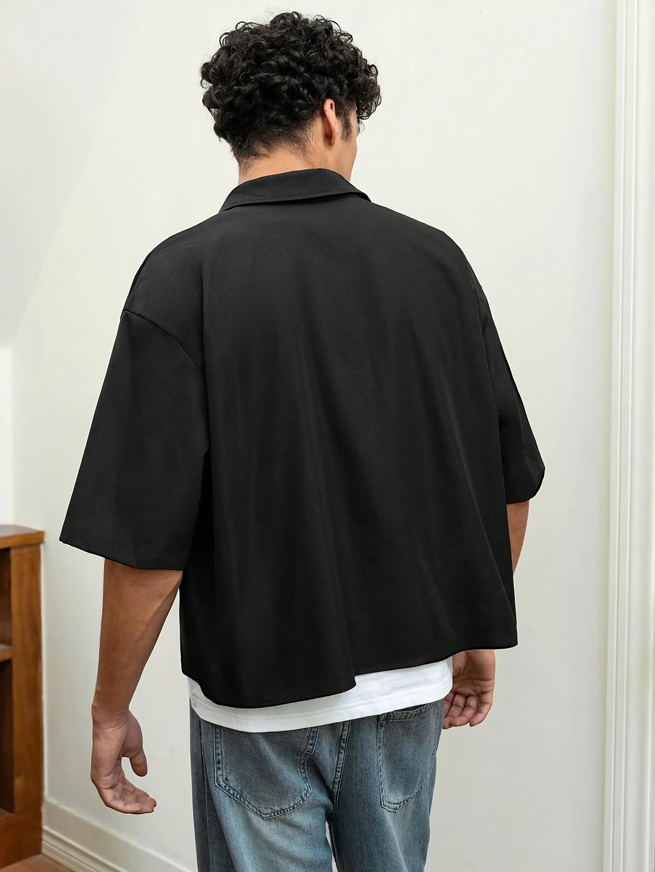 Herren Polyester Kurzarm Polohemd Schwarz