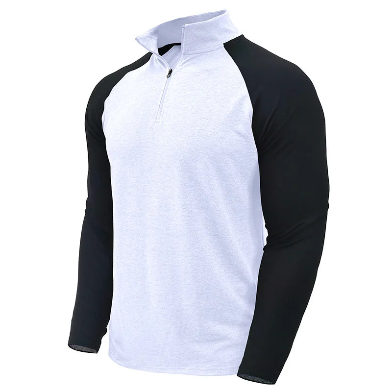 Herren Pullover mit Viertelreißverschluss und Farbblock-Stretch