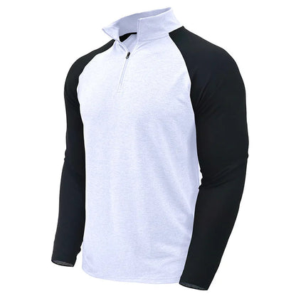 Herren Pullover mit Viertelreißverschluss und Farbblock-Stretch