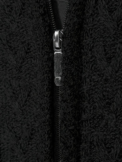 Detailansicht der Strickstruktur an der Herren-Strickjacke