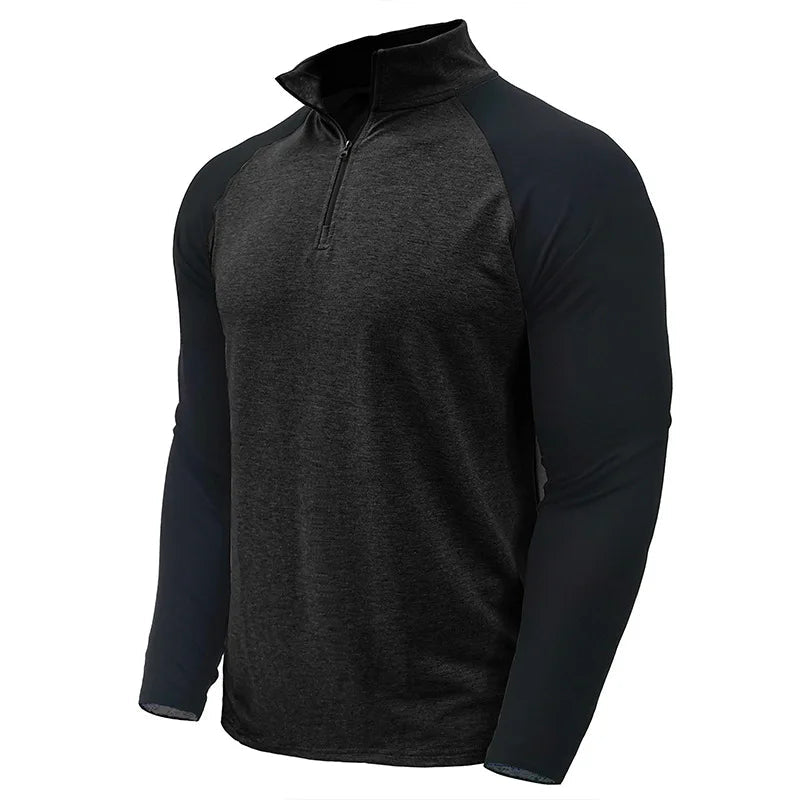 Herren Pullover mit Viertelreißverschluss und Farbblock-Stretch