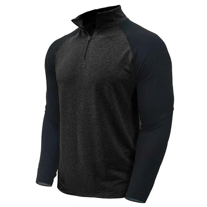 Herren Pullover mit Viertelreißverschluss und Farbblock-Stretch