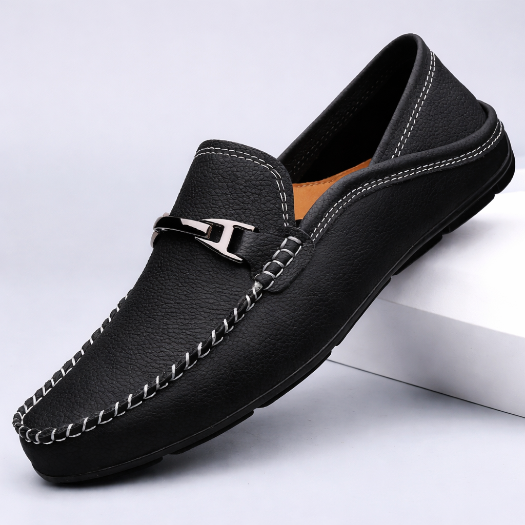 Lederloafer mit weichem, strukturiertem Design