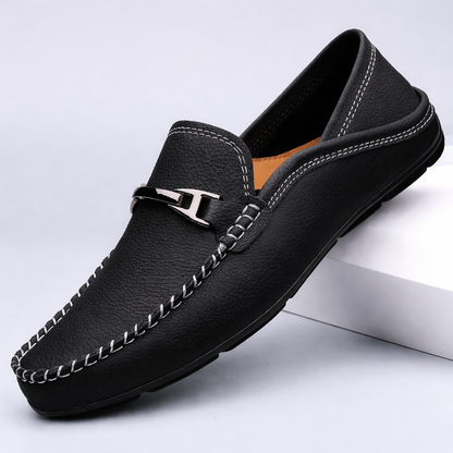 Lederloafer mit weichem, strukturiertem Design