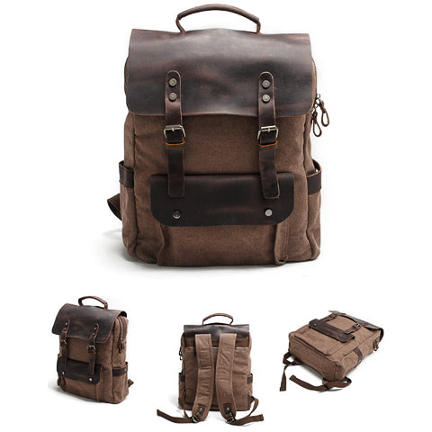Tom Hollinger |  Vintage Canvas- und Leder-Rucksack für Herren