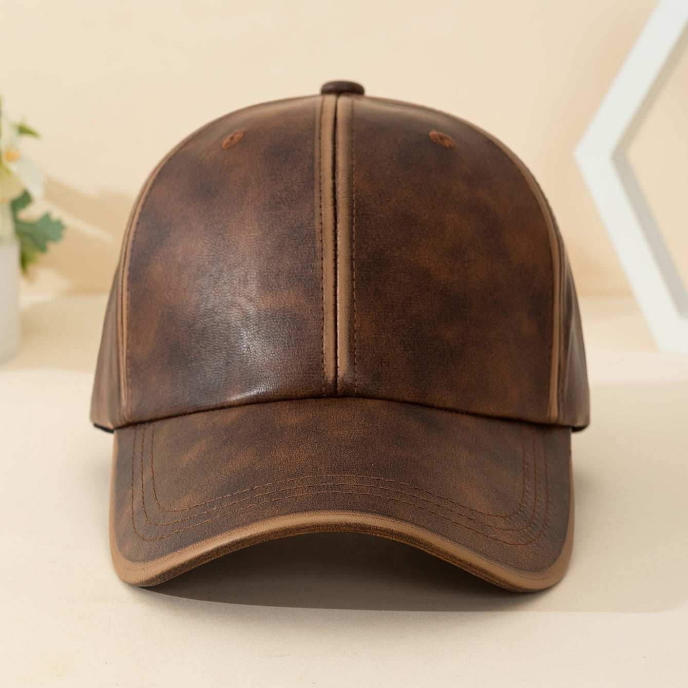 Tom Hollinger |  Echtes Leder Strukturierte Baseballkappe Gewaschen Vintage