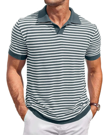 Herren Poloshirt Mit Streifen Und Colourblock Design