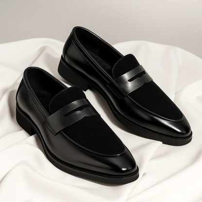 Herren Leder Slipper Loafers Schwarz Navy Blau