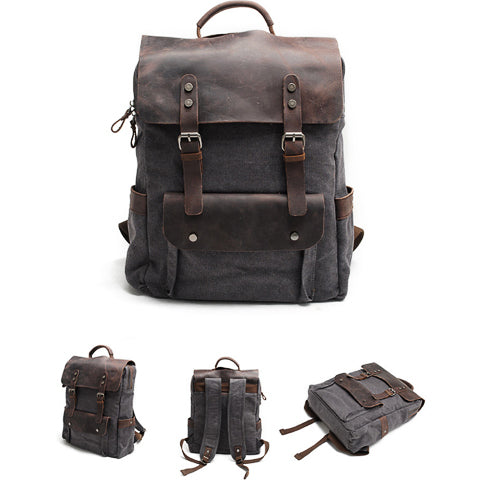 Tom Hollinger |  Vintage Canvas- und Leder-Rucksack für Herren