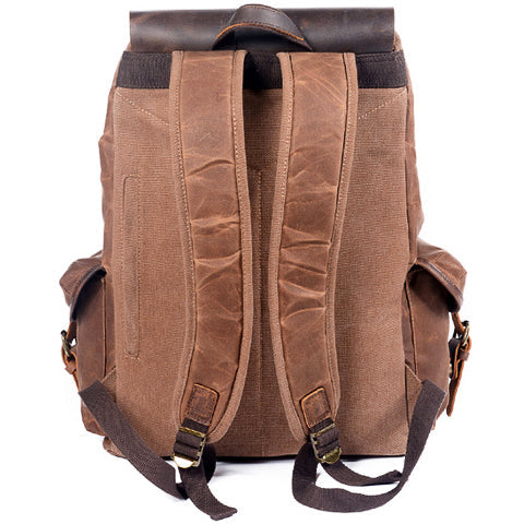 Tom Hollinger |  Wachsbeschichteter Baumwoll-Canvas Vintage Abenteurer Rucksack Braun