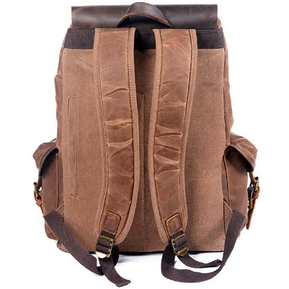 Tom Hollinger |  Wachsbeschichteter Baumwoll-Canvas Vintage Abenteurer Rucksack Braun
