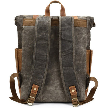 Tom Hollinger |  Wasserdichter Canvas Rucksack mit Rollverschluss im Vintage-Stil