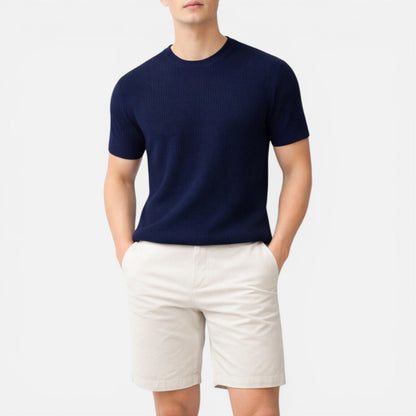 Herren Rippstrick Slim Fit Leichtes T-Shirt