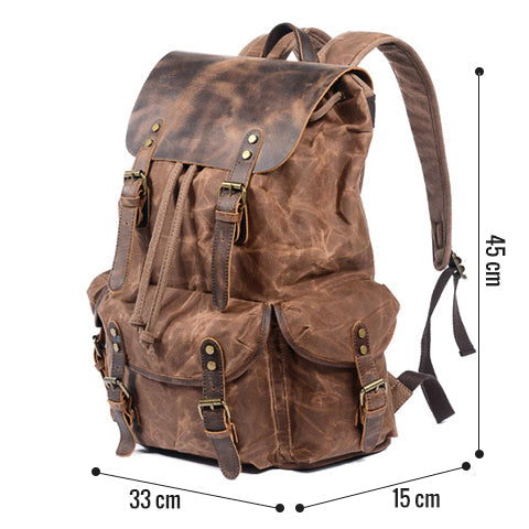 Tom Hollinger |  Wachsbeschichteter Baumwoll-Canvas Vintage Abenteurer Rucksack Braun