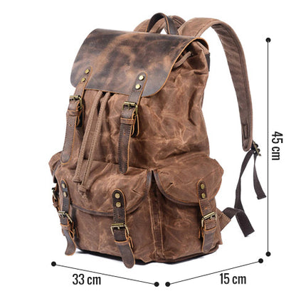 Tom Hollinger |  Wachsbeschichteter Baumwoll-Canvas Vintage Abenteurer Rucksack Braun