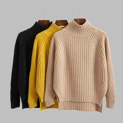 Ribbed turtleneck sweater with relaxed fit