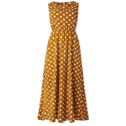 <tc>Tom Hollinger | Sleeveless Polka Dot Print Midi Dress</tc>