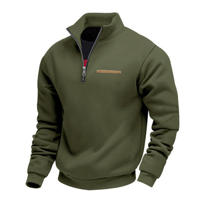Herren Polyester Langarmshirt mit halbem Reißverschluss