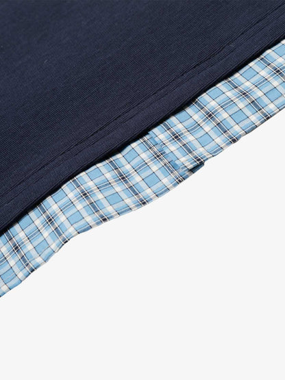 Baumwoll-Piqué-Poloshirt mit kariertem Kontrastkragen und -manschetten