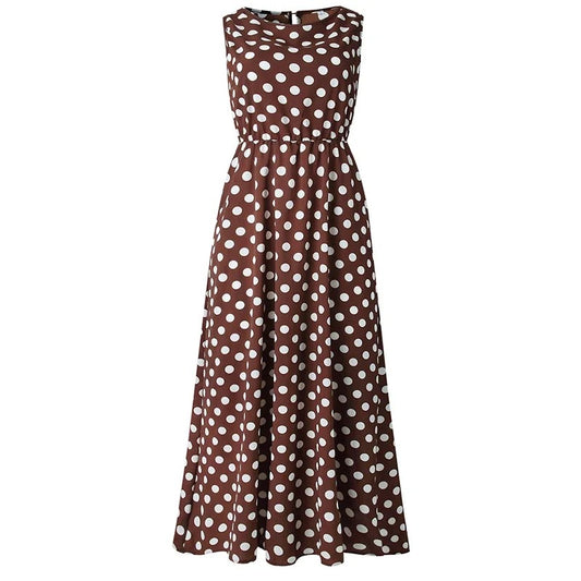 <tc>Tom Hollinger | Sleeveless Polka Dot Print Midi Dress</tc>