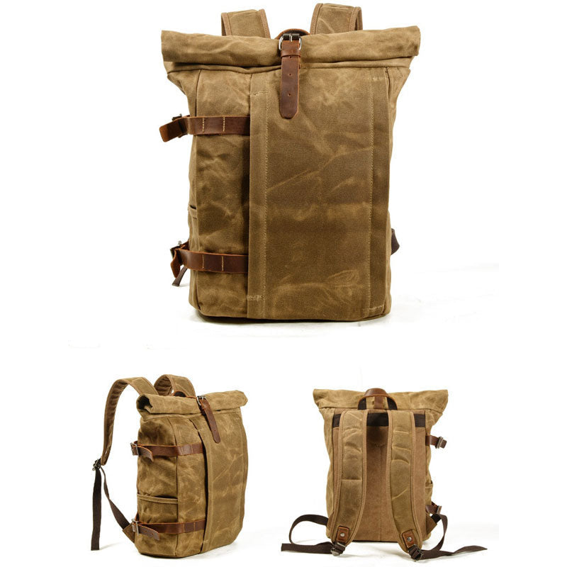 Tom Hollinger |  Canvas Roll-Top Vintage Motorrad Rucksack