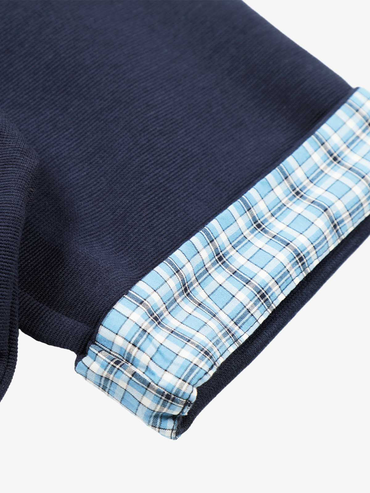 Baumwoll-Piqué-Poloshirt mit kariertem Kontrastkragen und -manschetten