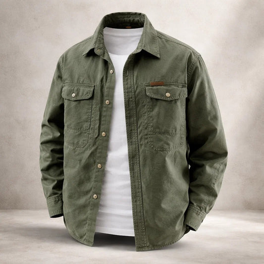 Herren-Overshirt aus Baumwolle mit langen Ärmeln in Frontansicht