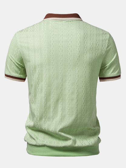 Herren Strick Polohemd in klassischem Design, Frontdetail