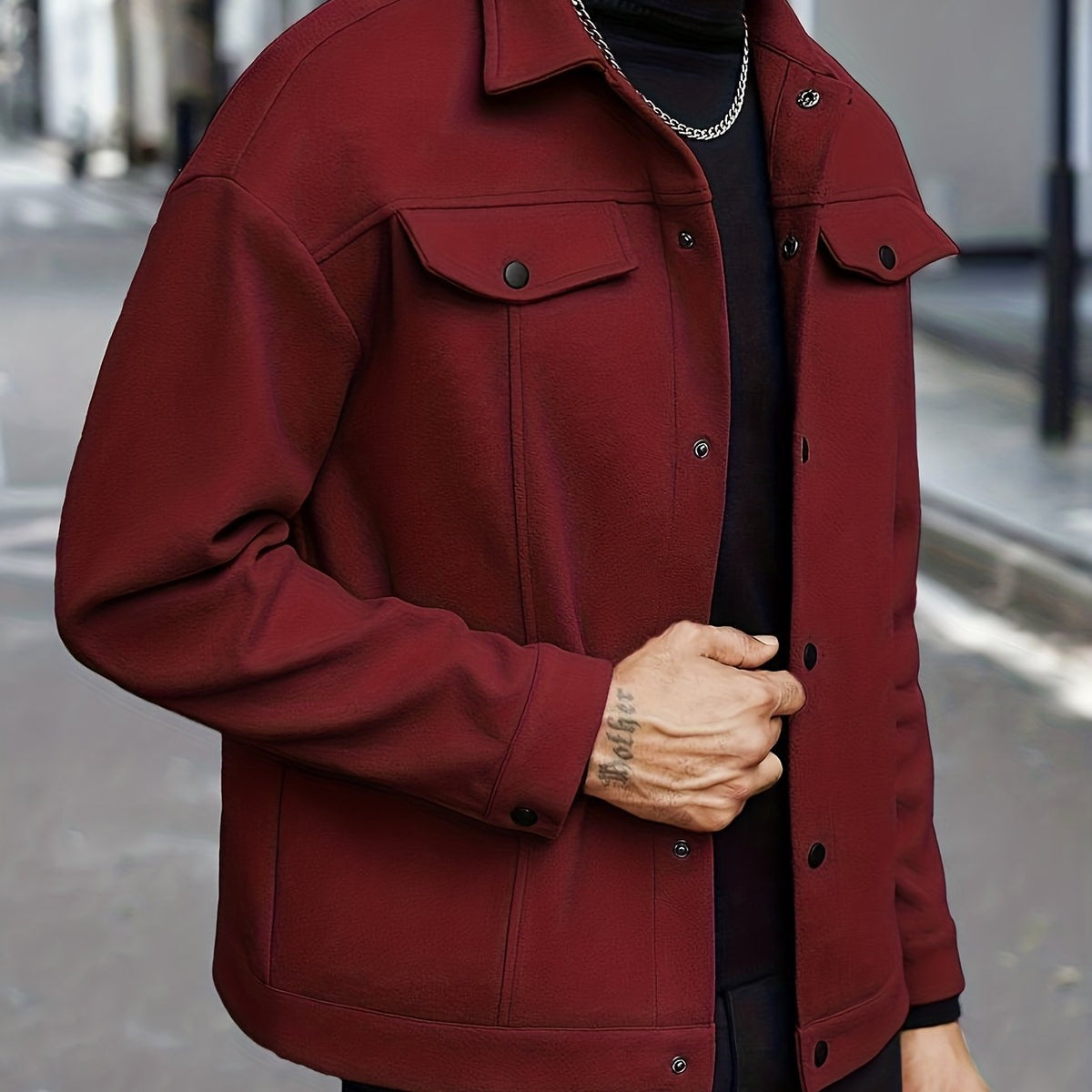 Transitional Jacket With A Relaxed Fit And Snap Fastening