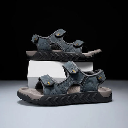 Herren Outdoor-Sandalen aus echtem Leder, atmungsaktiv, rutschfest zum Gehen