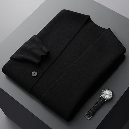 Tom Hollinger | Herren Merino-Mischung Cardigan mit gestreiften Ärmeln und aufgesetzten Taschen
