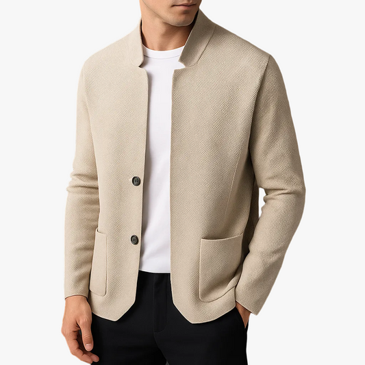 Tom Hollinger | Herren Strickcardigan mit Stehkragen und aufgesetzten Taschen