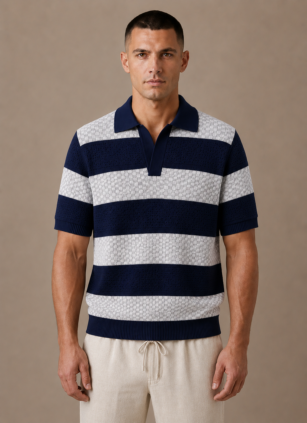 Tom Hollinger | Herren gestreiftes atmungsaktives Baumwoll-Poloshirt