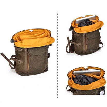 Tom Hollinger |  Canvas- und Leder-Rucksack im Vintage-Kamera-Stil