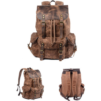Tom Hollinger |  Wachsbeschichteter Baumwoll-Canvas Vintage Abenteurer Rucksack Braun