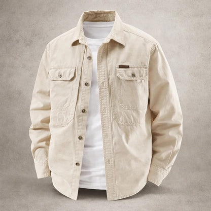 Herren-Overshirt aus Baumwolle mit langen Ärmeln im getragenen Look