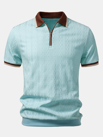 Herren Strick Polohemd Mit Reissverschluss Regular Fit