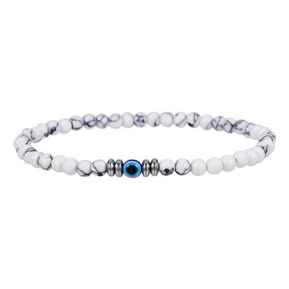 Herrenarmband aus Naturstein mit bösem Blick und Perlen