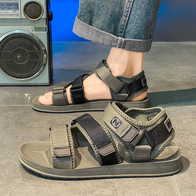 Herren Flache Gladiator Sandalen Verstellbar Atmungsaktiv Leicht