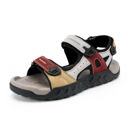 Herren Outdoor-Sandalen aus echtem Leder, atmungsaktiv, rutschfest zum Gehen