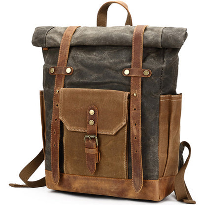Tom Hollinger |  Wasserdichter Canvas Rucksack mit Rollverschluss im Vintage-Stil