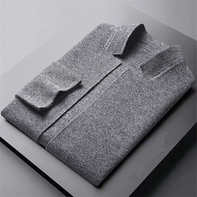 Tom Hollinger | Herren Strickcardigan mit Stehkragen und aufgesetzten Taschen