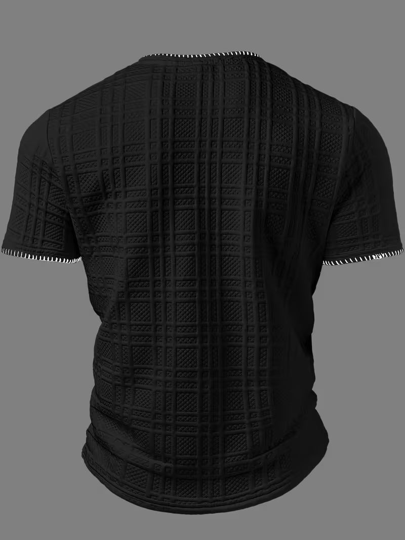 Herren Henley-T-Shirt mit Struktur und kurzen Ärmeln freigestellt