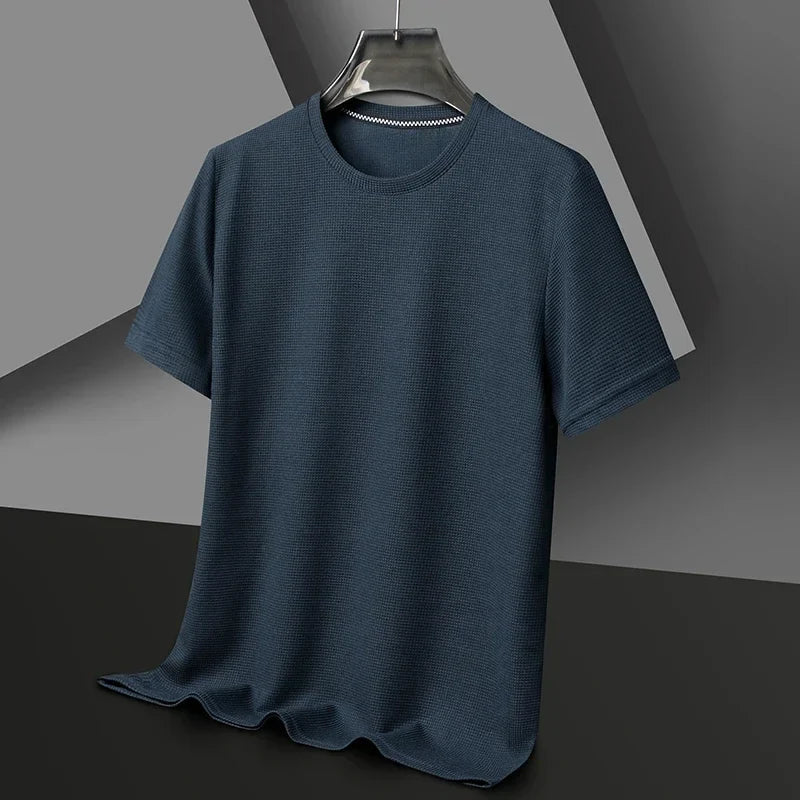 Tom Hollinger | Herren T-Shirt mit Rundhalsausschnitt aus Waffelstrick-Mischgewebe