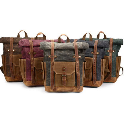Tom Hollinger |  Wasserdichter Canvas Rucksack mit Rollverschluss im Vintage-Stil