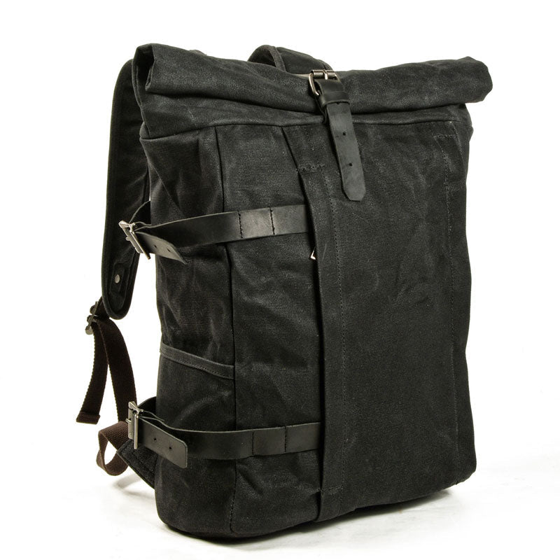 Tom Hollinger |  Canvas Roll-Top Vintage Motorrad Rucksack
