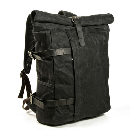 Tom Hollinger |  Canvas Roll-Top Vintage Motorrad Rucksack