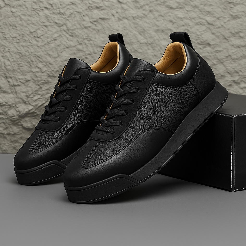 Leder Gepolsterte Sneaker Braun und Schwarz